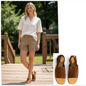 Ilaria Sartori Suede Brown Sandals made in Italy Open toe gold tone buckles 9.5